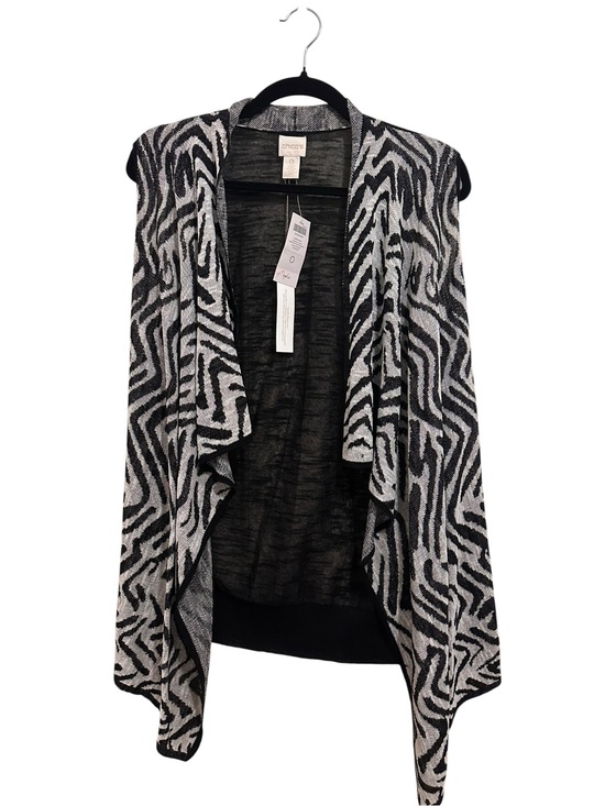 Chico's Sweaters - Chico's Black & White Zebra-Pattern Open-Front Draped Sweater Vest